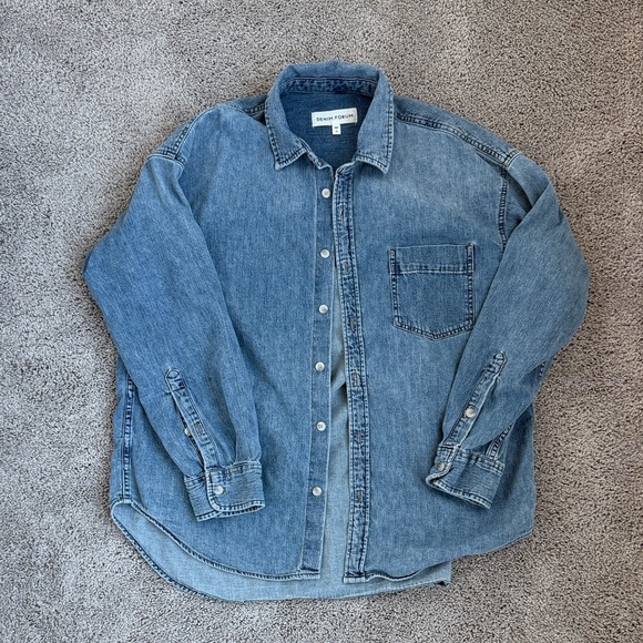 Denim Forum Blue Button Down Shirt - Picture 1 of 1